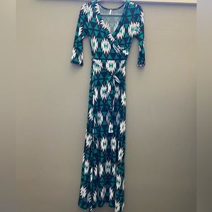 2/$25-Pink Blush Ikat Mock Wrap Maxi Dress